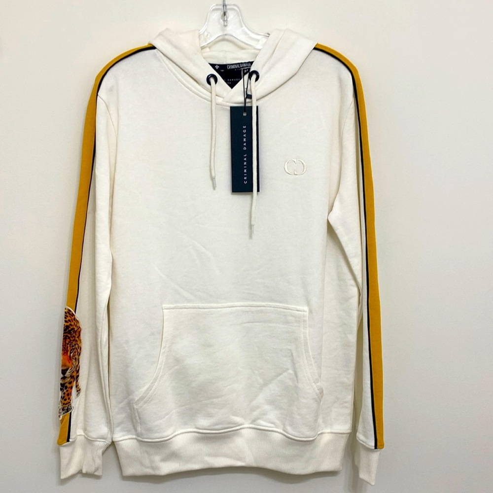 Criminal Damage London Off White Tiger Hoodie Size M